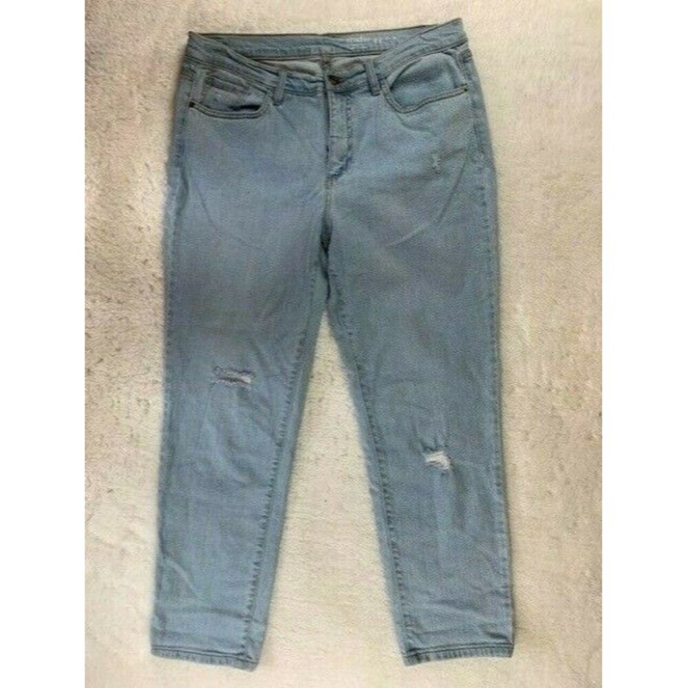 Denim & Co Studio Jeans Womens Size 12 Light Wash Stretch Distressed High Rise